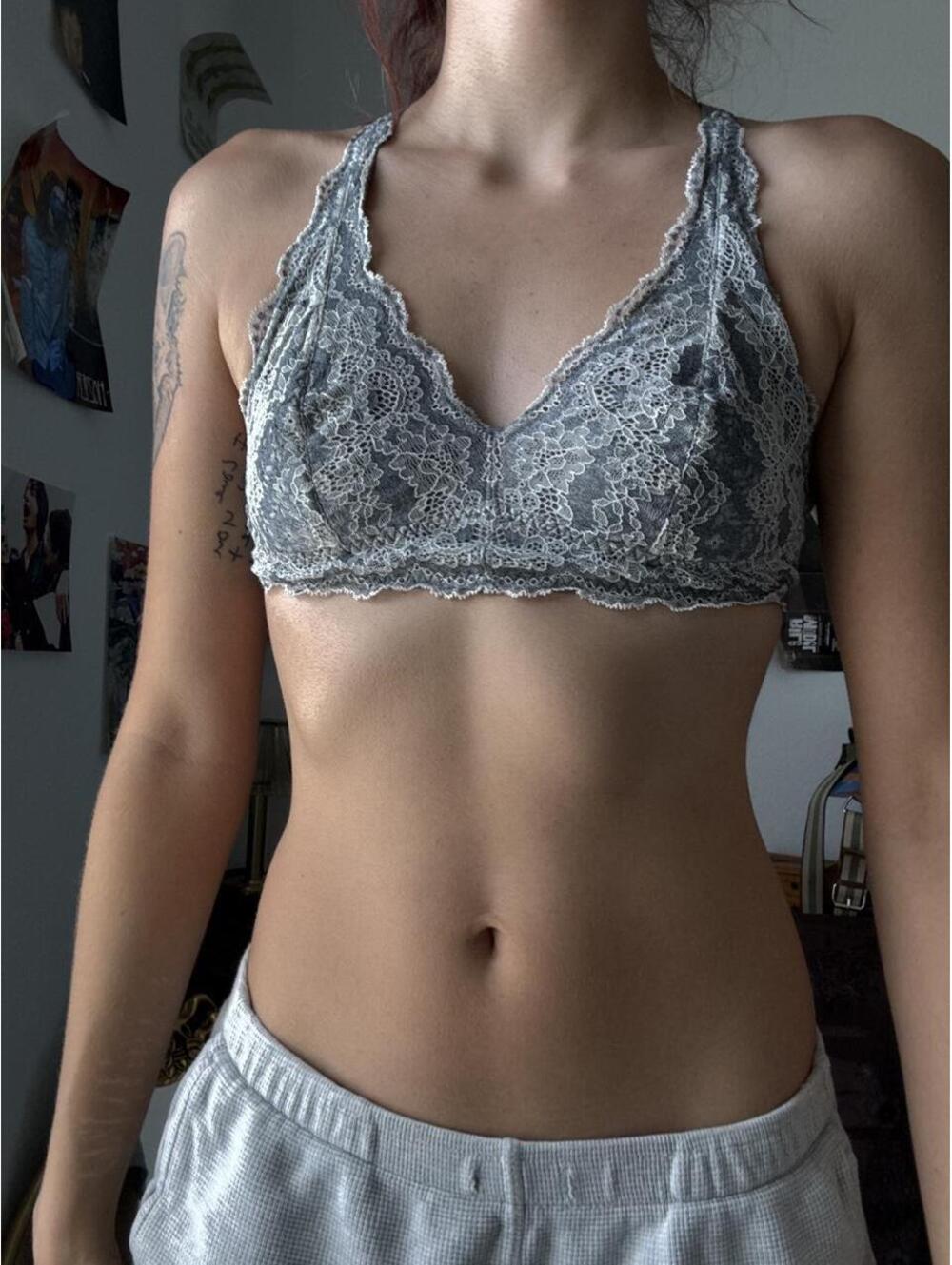 Free People Women's Grey and Blue Bra